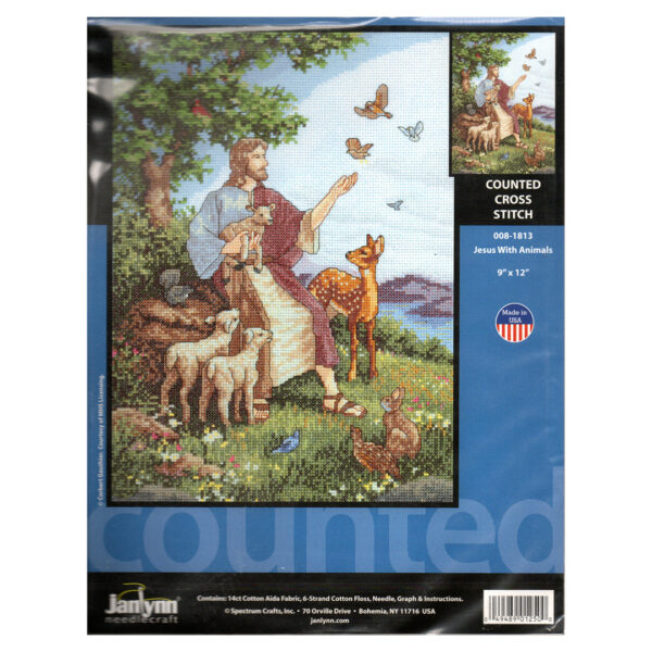 Kit punto de cruz Jesús con animales